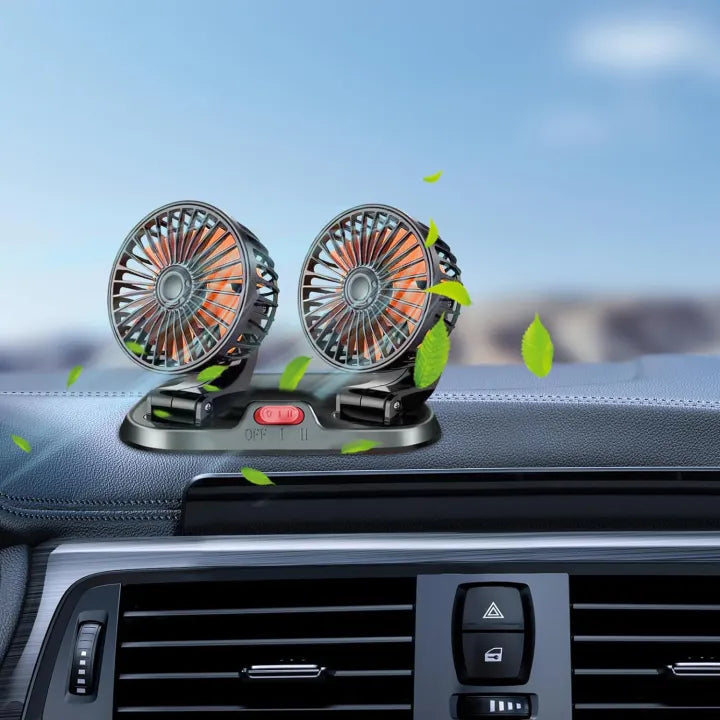 12v Car Dashboard cooling fan, dual head fan 360 degree rotation Fan for Cars