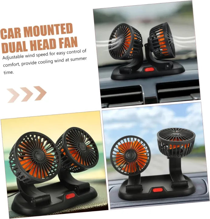 12v Car Dashboard cooling fan, dual head fan 360 degree rotation Fan for Cars